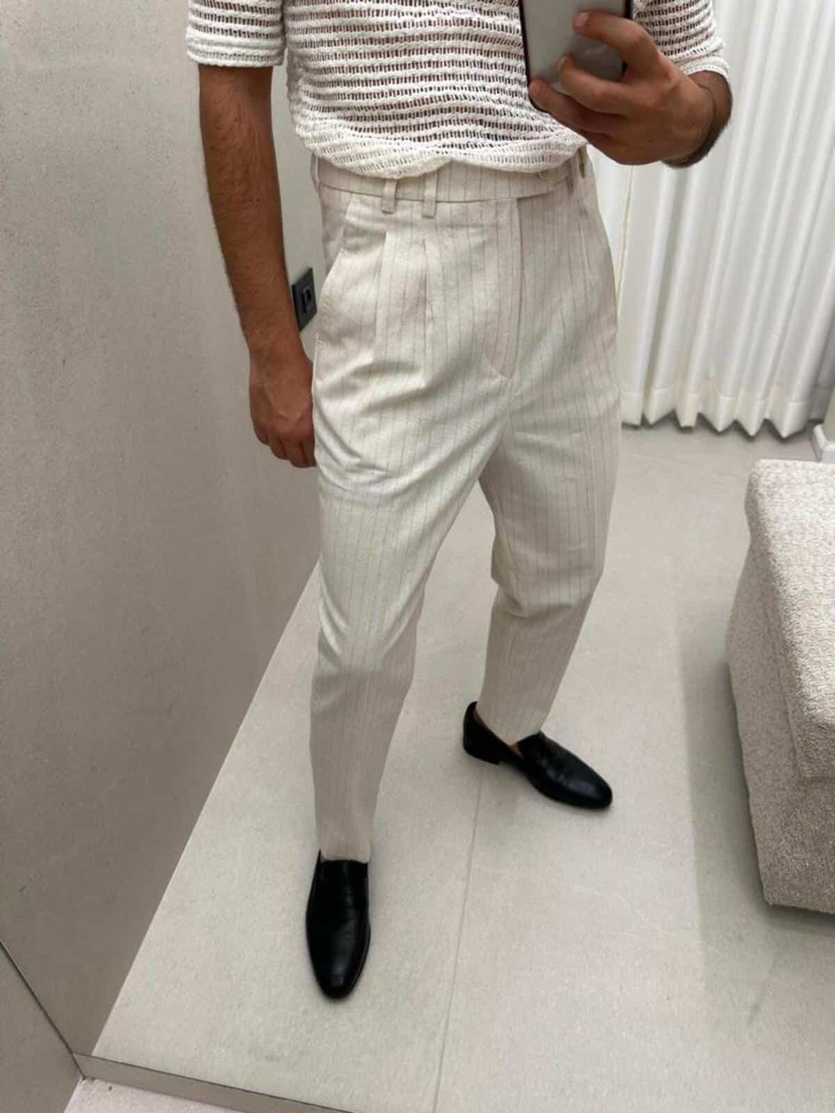 Linen Stripes Vintage Pants