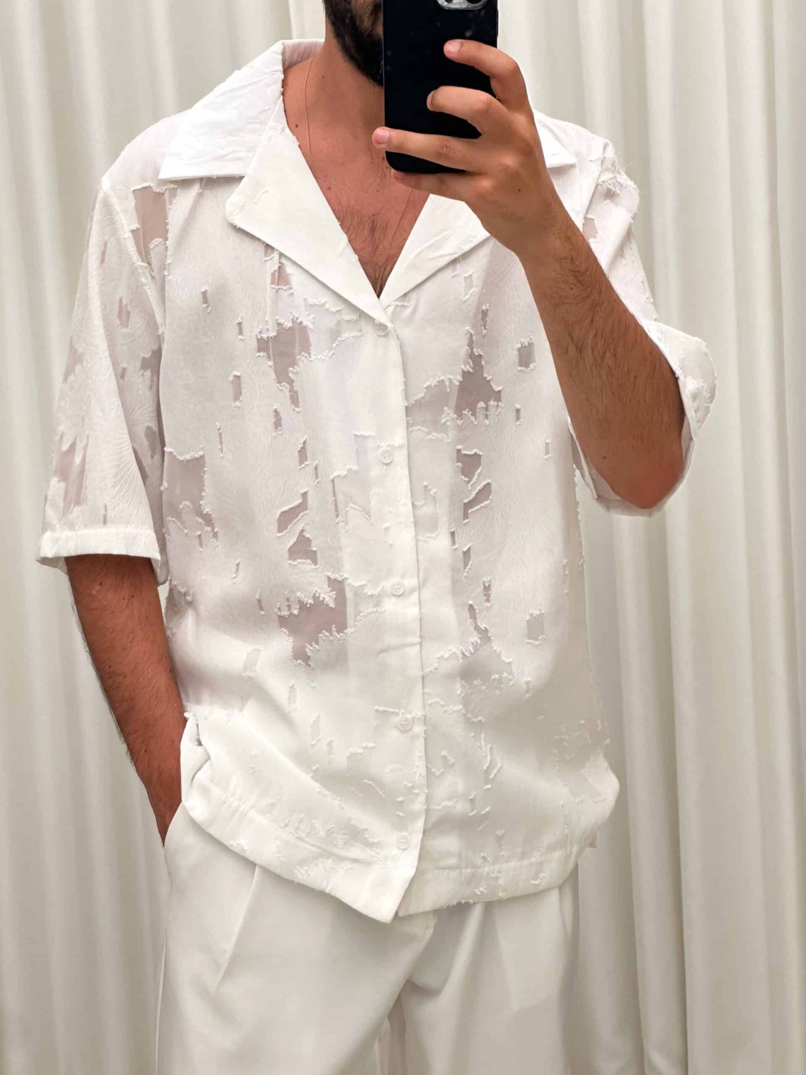 White Textured Shirt – תמונה 3